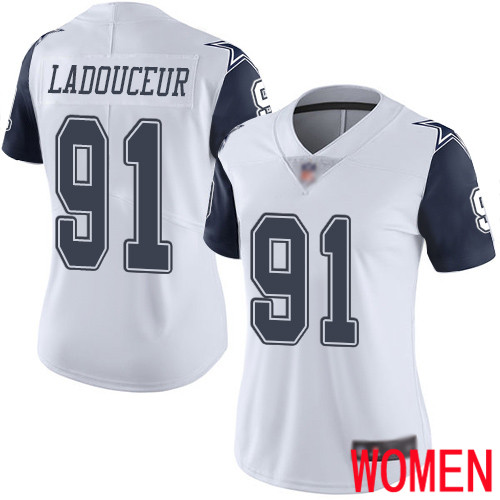 Women Dallas Cowboys Limited White L. P. Ladouceur #91 Rush Vapor Untouchable NFL Jersey->women nfl jersey->Women Jersey